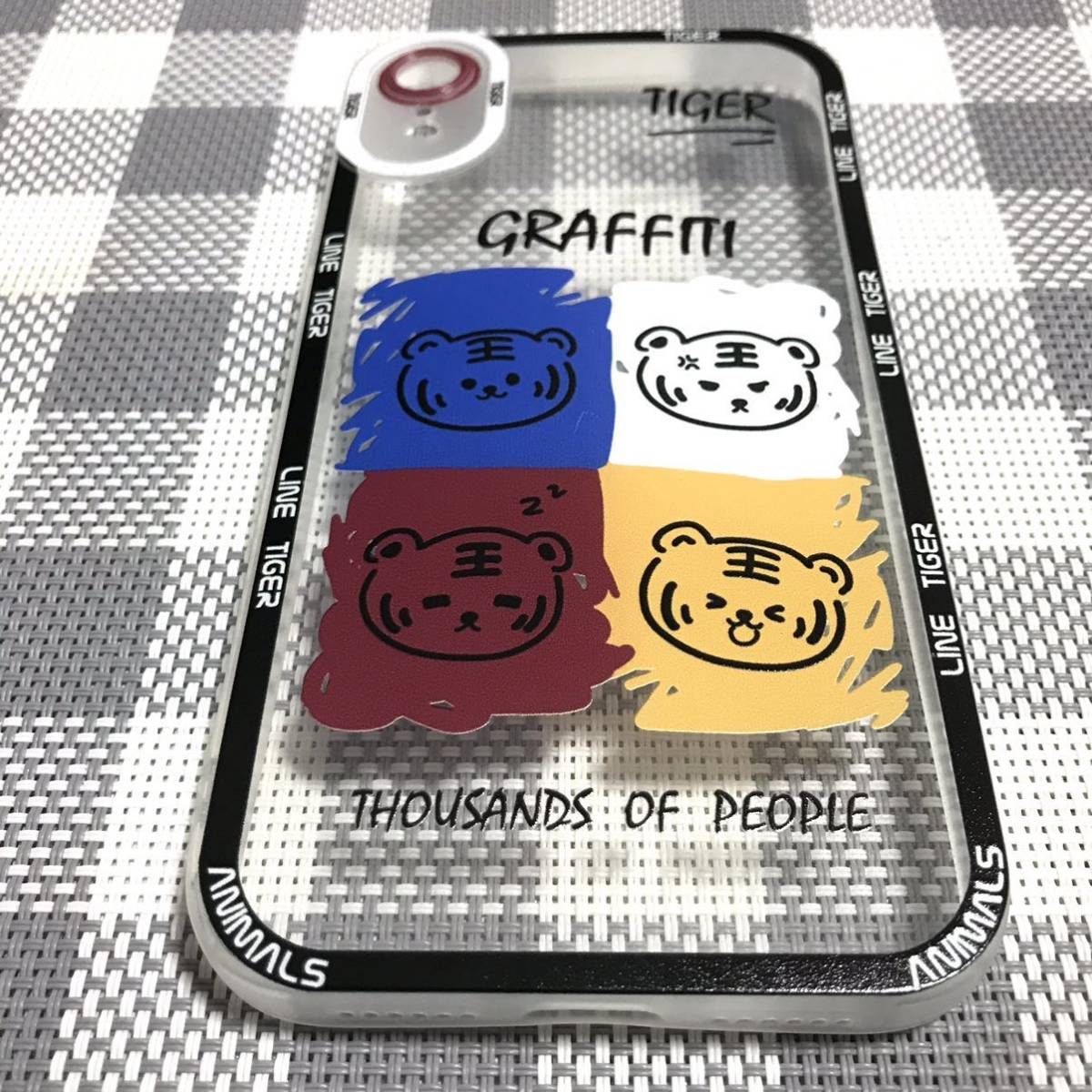 iPhone XR ケース 虎 タイガー 黄 青 赤 白 透明 クリア スマホ カバー JHCAS