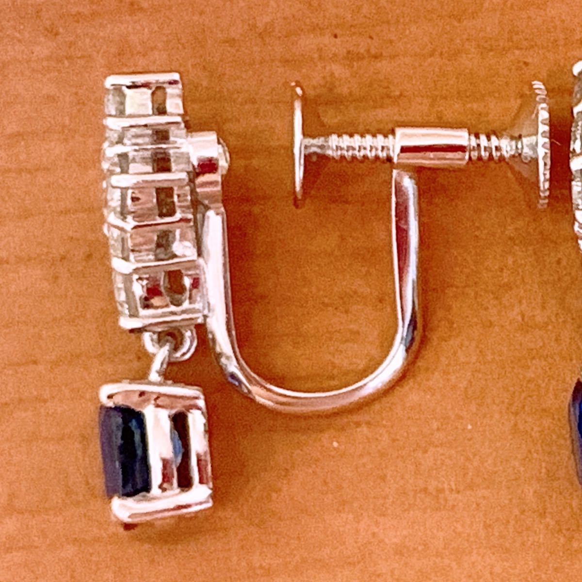 タサキ D0.52CT&S1.23CT プラチナダイヤサファイアイヤリング