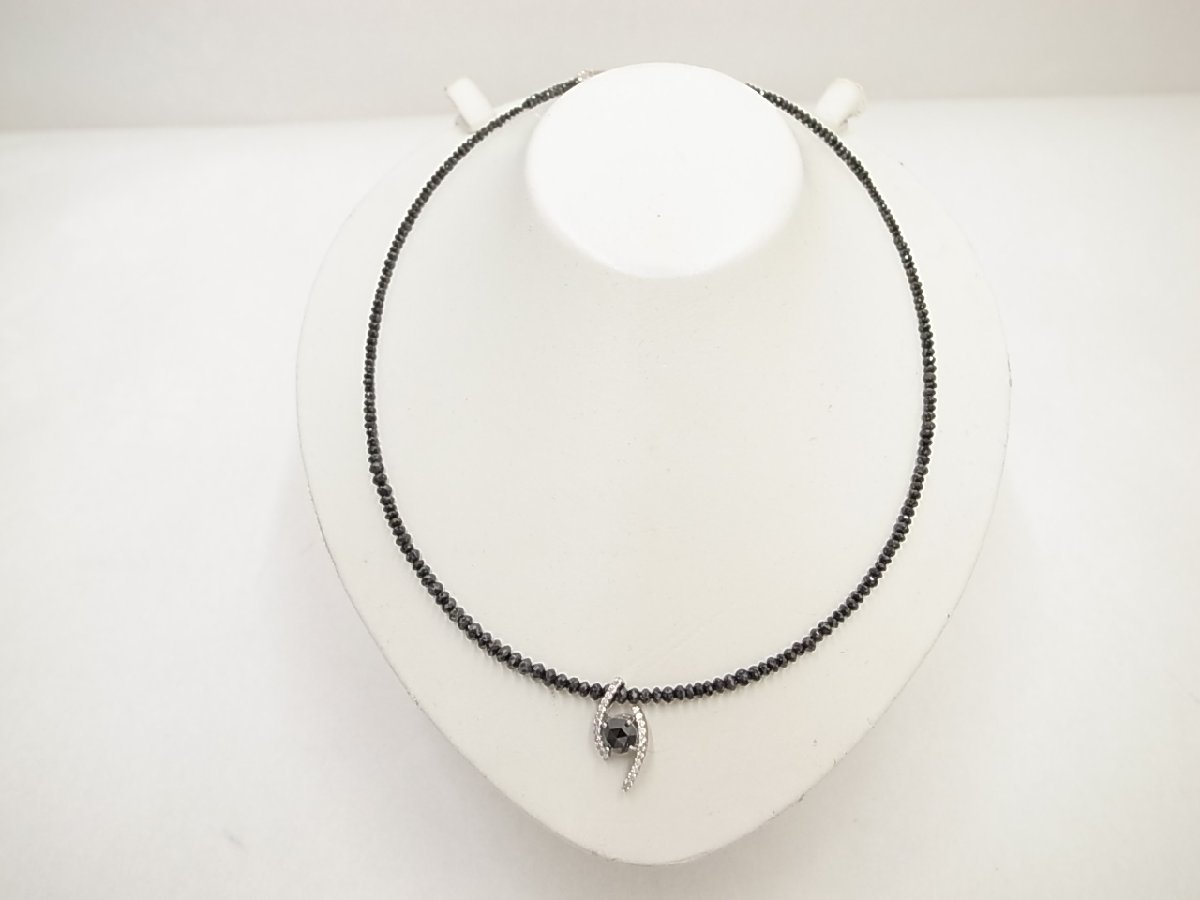 K18WG☆ ブラックダイヤモンド ネックレス 20ct ペンダント 1ct