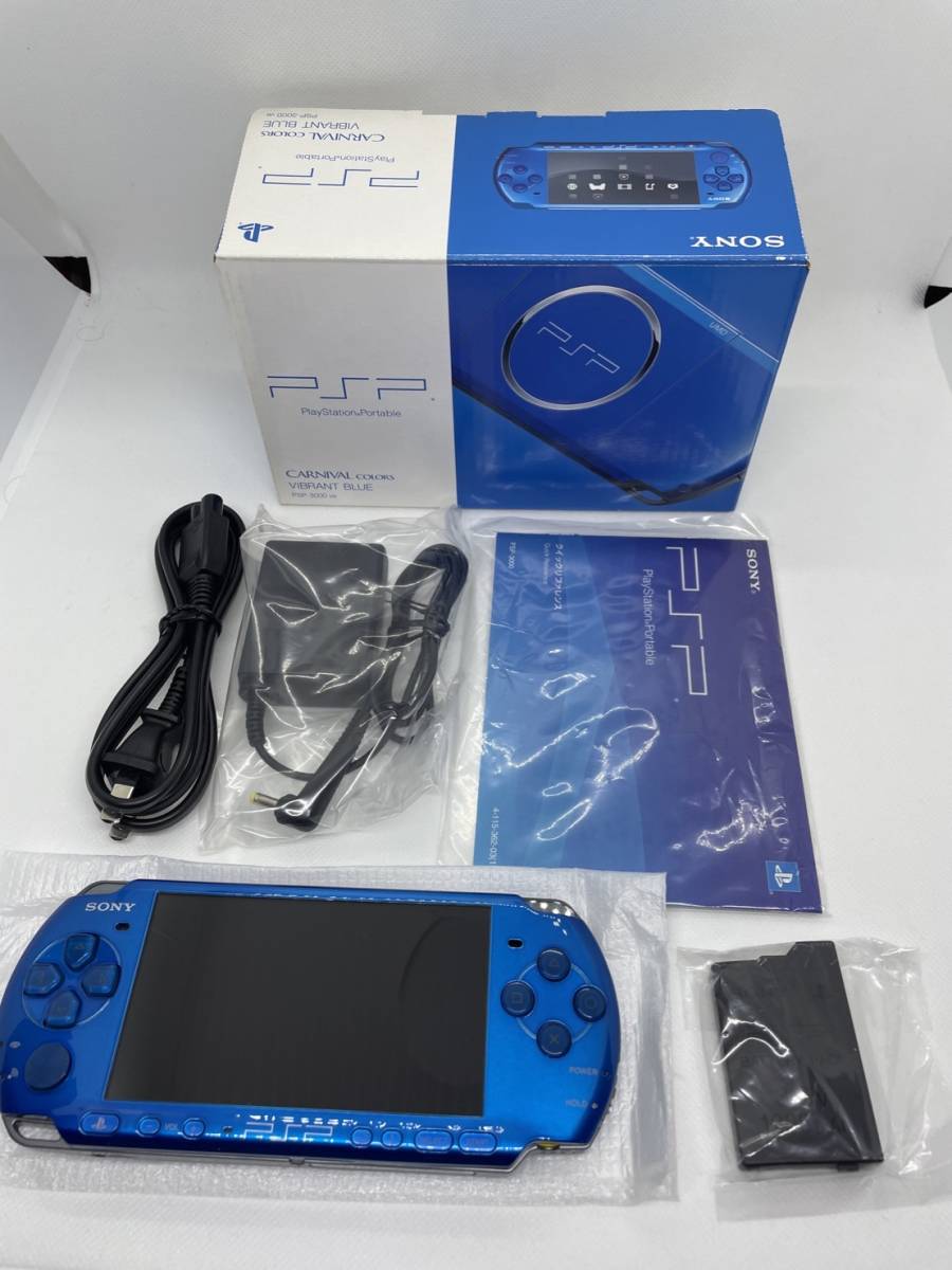 美品 PSP-3000 VB プレイステーションポータブル 本体 青 ブルー-