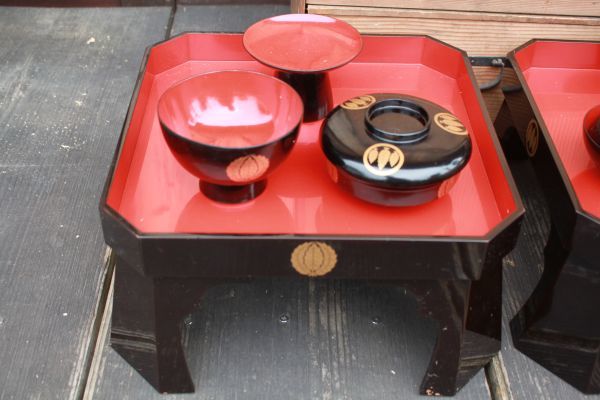 旧家蔵出し】☆古民芸 木製品『古いお膳 儀式用』共箱 三々九度 会席膳