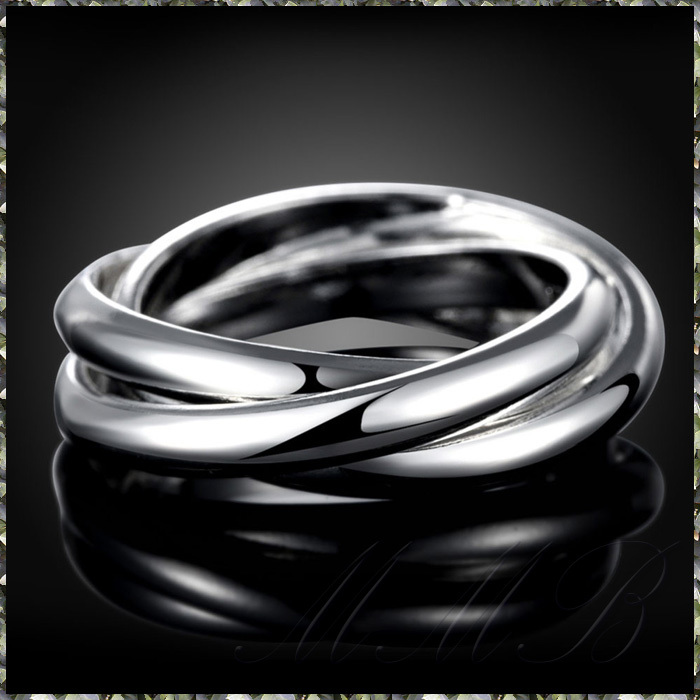 [RING] Silver Plated High Polished 3 Circles Trinity ハイポリッシュ 3連 トリニティ エレガント シルバー リング 12号 (5.5g) 送料無料_画像4