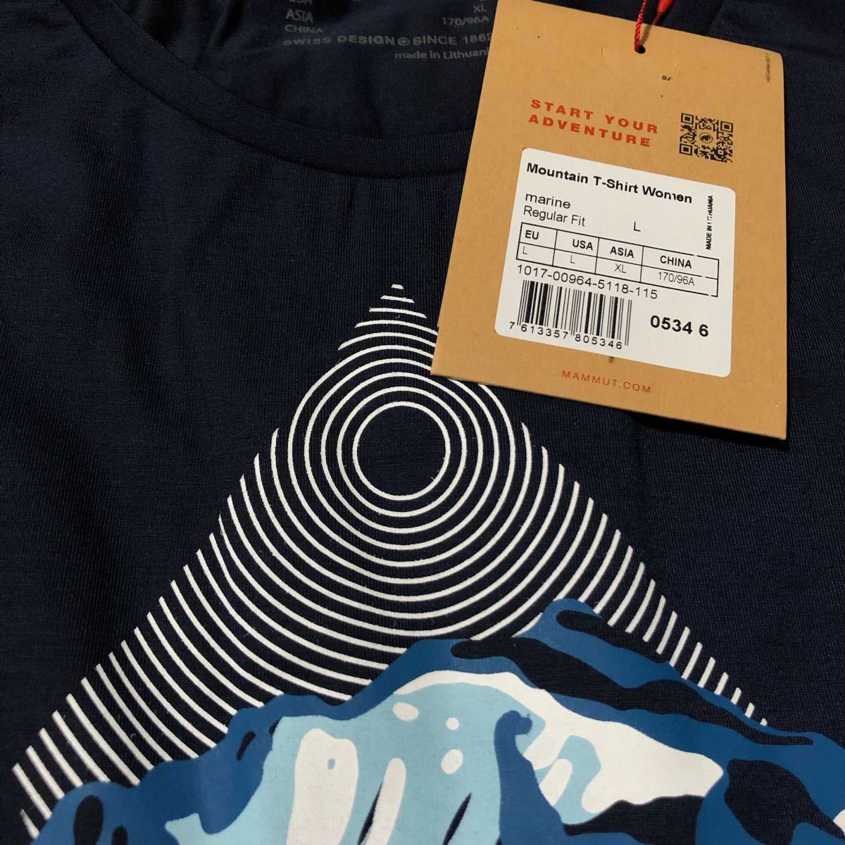 MAMMUT マムート トレッキング 半袖Tシャツ マウンテンTシャツ ネイビー(紺) レディースXL 新品