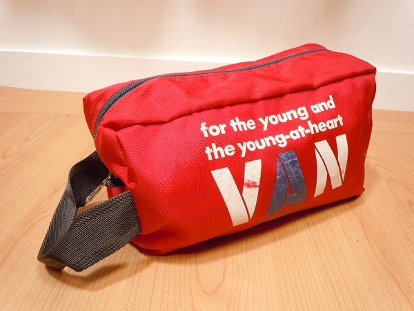 VAN JAC that time thing Boston bag drum bag Vintage used VAN JACKET ivy Van jacket red bag *h