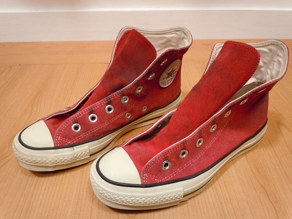 コンバース オールスター スエード 日本製 赤エンジ系 ハイカット 5-1/2 Hi CONVERSE ALLSTAR JAPAN MADE ビンテージ 中古★h_画像1