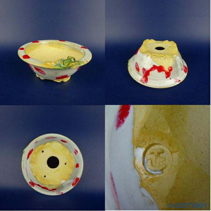 盆栽鉢 古本正志 ミニ 蛙鉢 2個セット(検 小品 鉢 落款 銘 手 盆栽鉢 古本正志 ミニ 蛙鉢 2個セット(検 小品 鉢 落款 銘 手