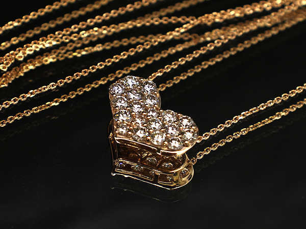 K18 ハートダイヤモンドネックレス 約45cm 1.00ct 18金 ゴールド 18855