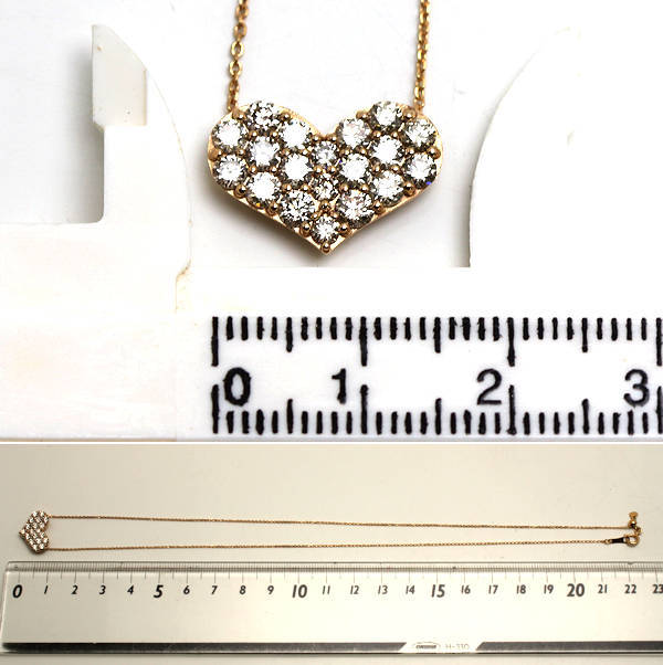 K18 ハートダイヤモンドネックレス 約45cm 1.00ct 18金 ゴールド 18855