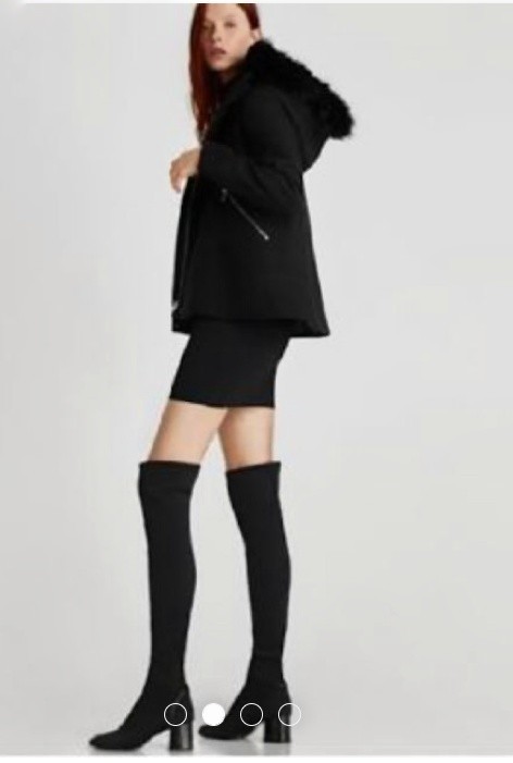 ZARA ショートコート ファー×ゴールド ブラック フーデッド ZARA ショートコート ファー×ゴールド ブラック フーデッド