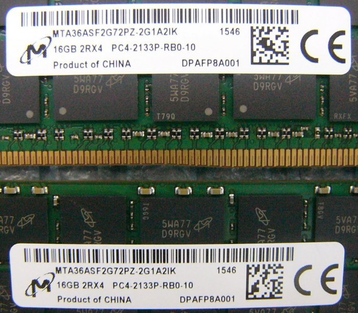 fp12 288pin DDR4 PC4-2133P-RB0 16GB Registered Micron 8枚 合計128GB_画像4
