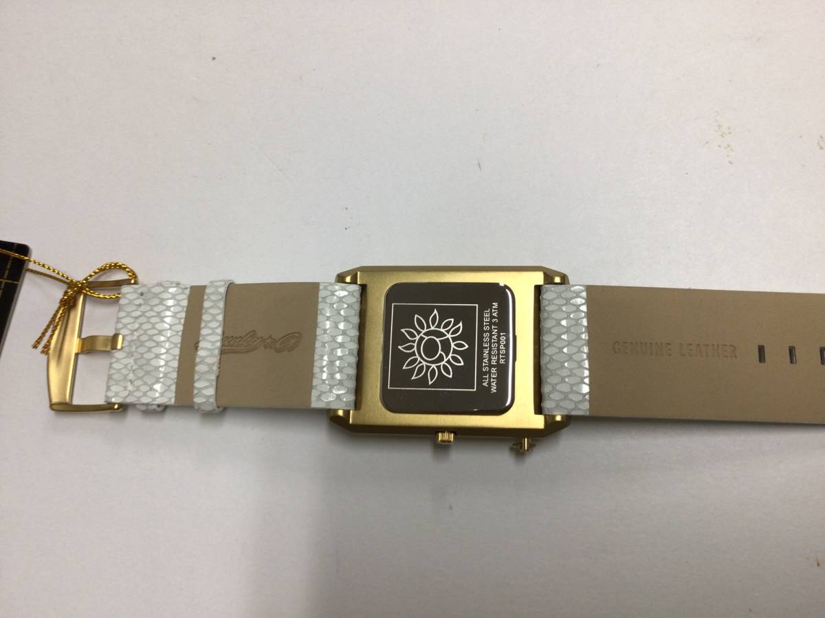 【新品●未使用】 Spunky-Gスパンキースターガール 白ゴールド革ベルト腕時計 クォーツの画像4