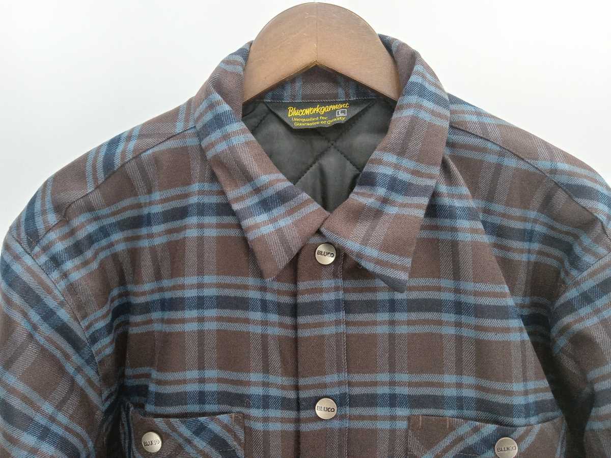 BLUCO WORK GARMENT/ブルコ OL-046 QUILTHING FLANNEL SHIRT カラー(BRN)サイズL.新品.税込価格.送料無料.　_画像5