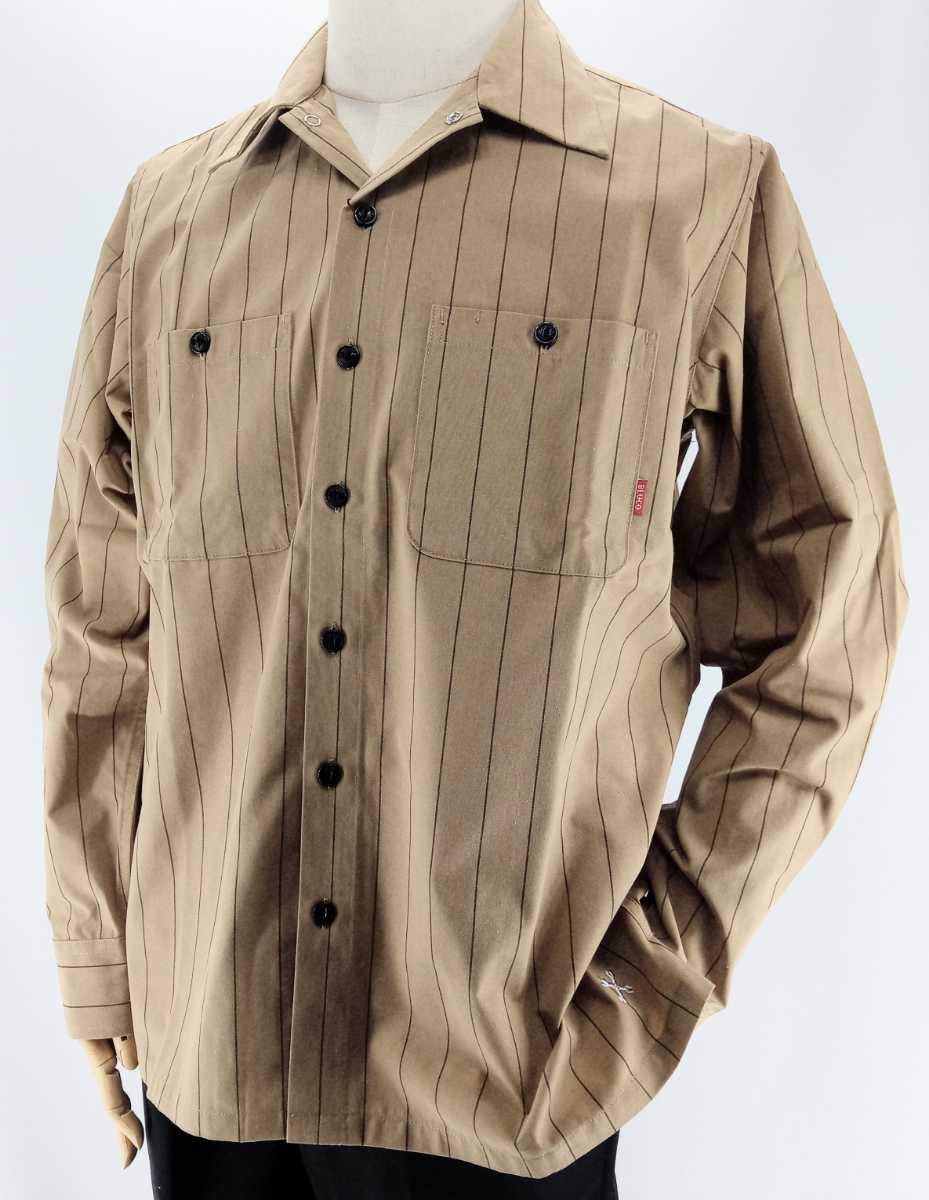 BLUCO WORK GARMENT/ブルコ OL-109 STANDARD WORK SHIRT L/S /カラー(BEG-BRN.STP)サイズM.新品.税込価格.送料無料._画像1