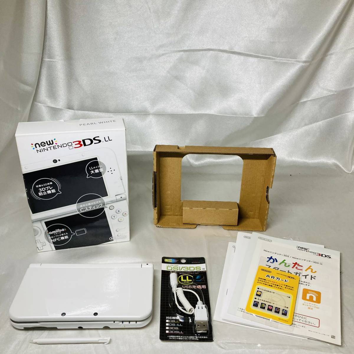 ☆1円~ 美品 完品 New NINTENDO 3DSLL 本体 パールホワイト 任天堂