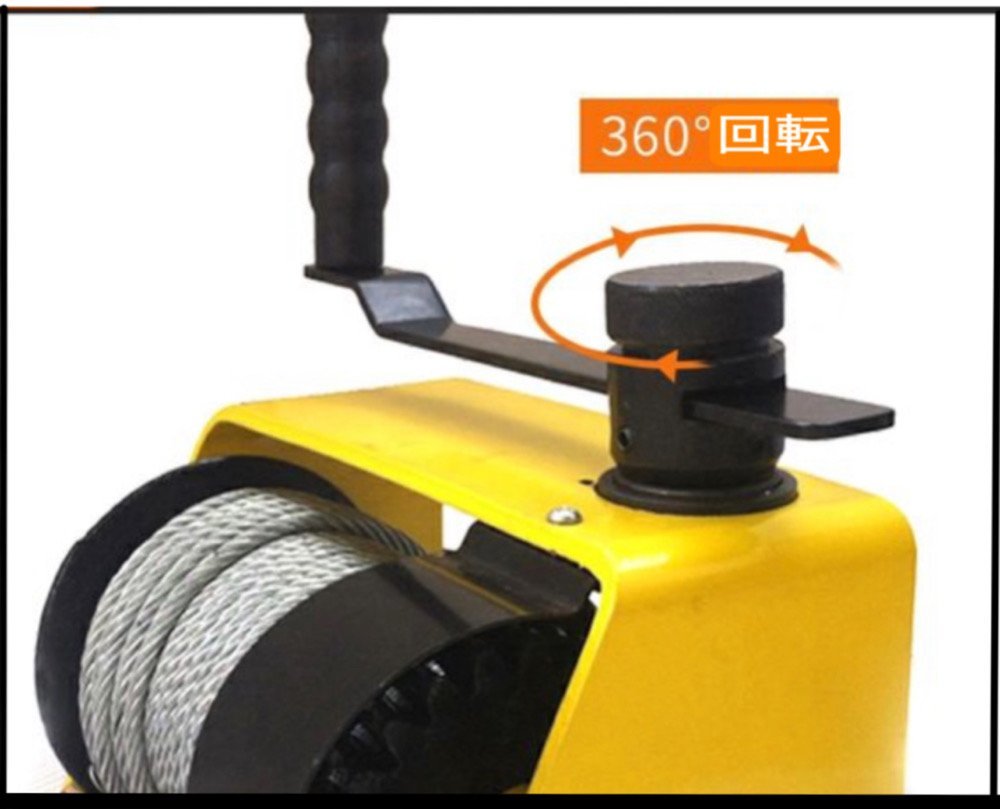 三方良し 手動(dòng)卷きウインチ250kgワイヤー20m付 ハンドクランクウインチ 自動(dòng)ロック式手巻ウインチ タービンウォームウインチ 牽引ウイン