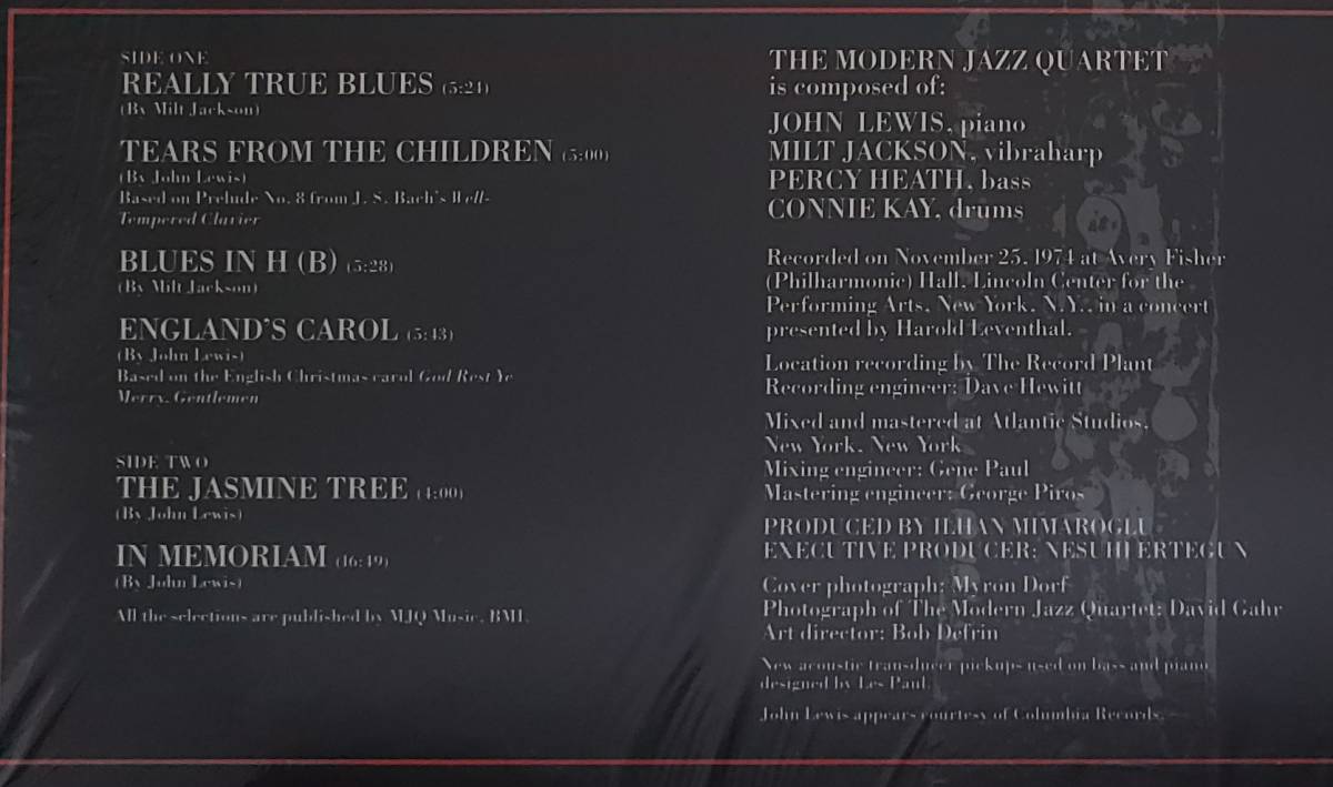 良盤屋◆LP◆Jazz；US 輸入盤 モダン・ジャズ・カルテット/ラスト・コンサート　The Modern Jazz Quartet/1981　◆Post Bop◆J-2725_画像3