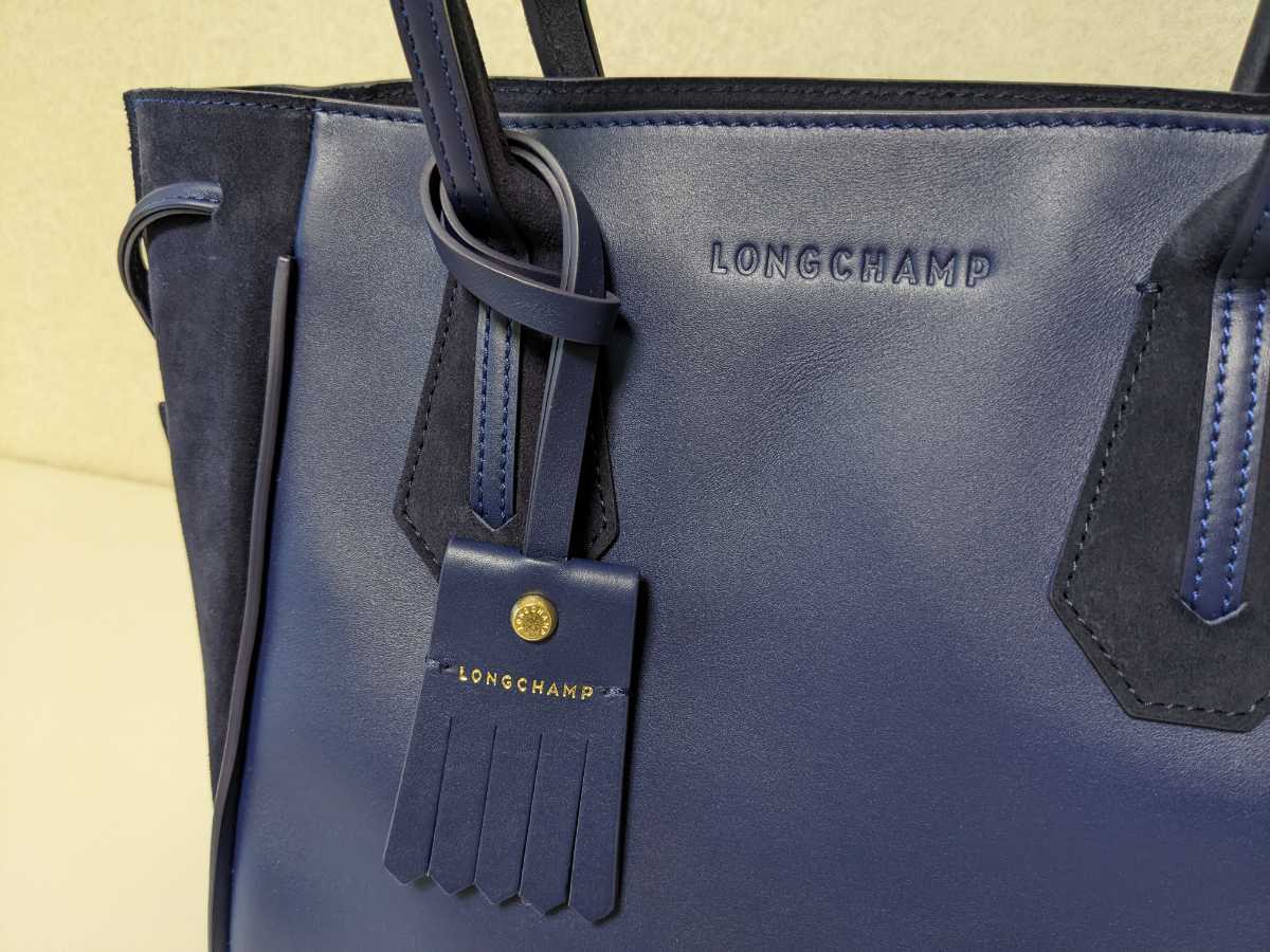 LONGCHAMP*ペネロペ*トートバッグ*レザー×スエード*ネイビー*美品