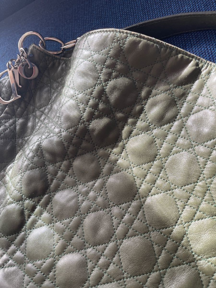 Dior カナージュトートバッグ グリーン Diorチャーム付|PayPayフリマ