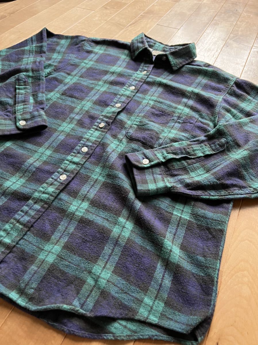 90s USA製 L.L.Bean エルエルビーン ブラックウォッチ ネルシャツ サイズ ウィメンズ10(S相当)