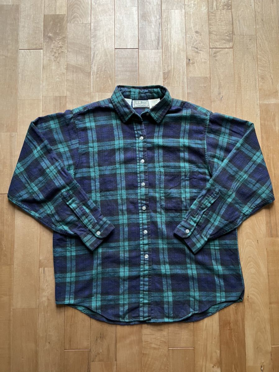 90s USA製 L.L.Bean エルエルビーン ブラックウォッチ ネルシャツ サイズ ウィメンズ10(S相当)