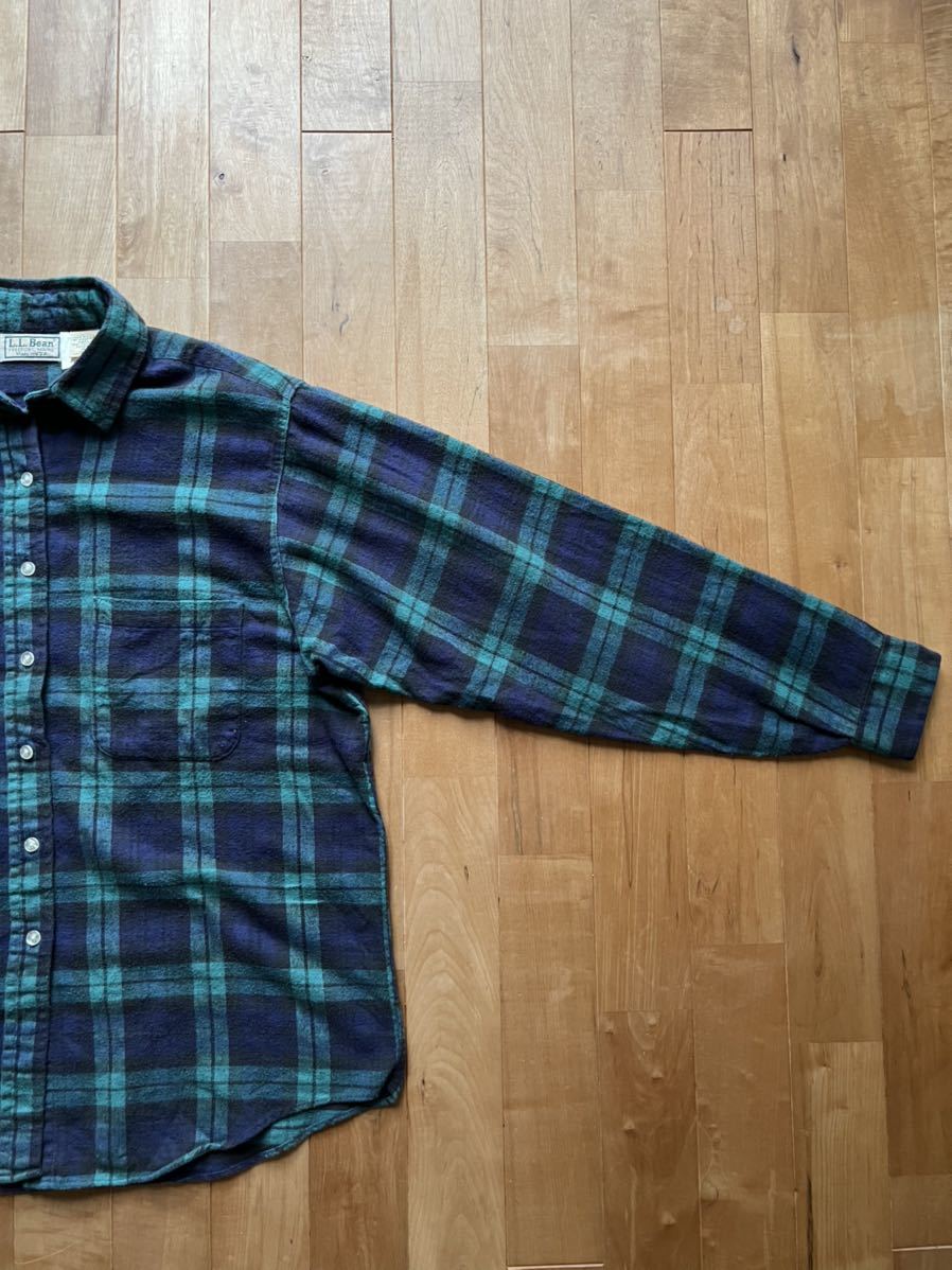 90s USA製 L.L.Bean エルエルビーン ブラックウォッチ ネルシャツ サイズ ウィメンズ10(S相当)