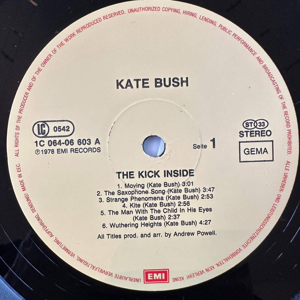 ■1978年 Germany盤 Kate Bush - The Kick Inside 12”LP 1C 064-06 603 EMI Electorolaの画像3