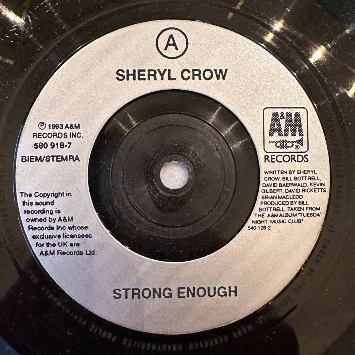 ■1995年 UK盤 オリジナル Sheryl Crow - Strong Enough 7”EP 580 918-7 A&M Records_画像3