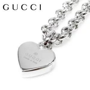 10万 未使】グッチ GUCCI ハート ネックレス AU750 K18 WG ホワイト