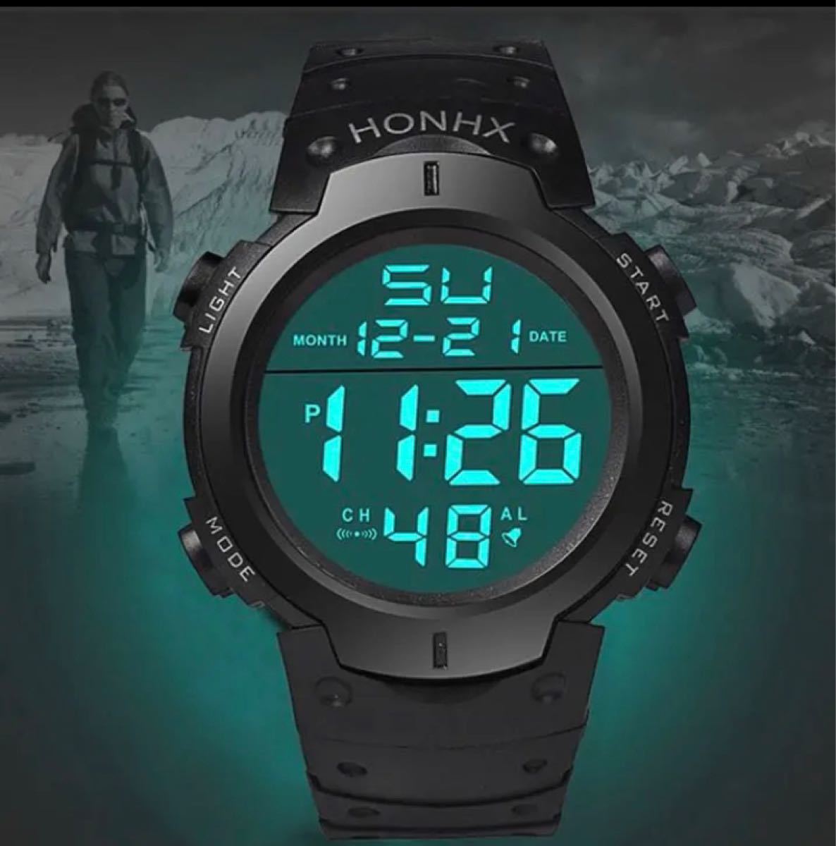 デジタルウォッチ 腕時計 ブラック ユニセックス 防水 アウトドア