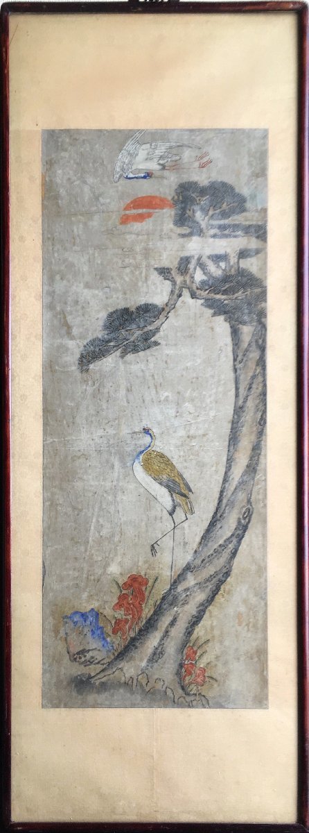 真作保証品『中国絵画 花鳥図』額装