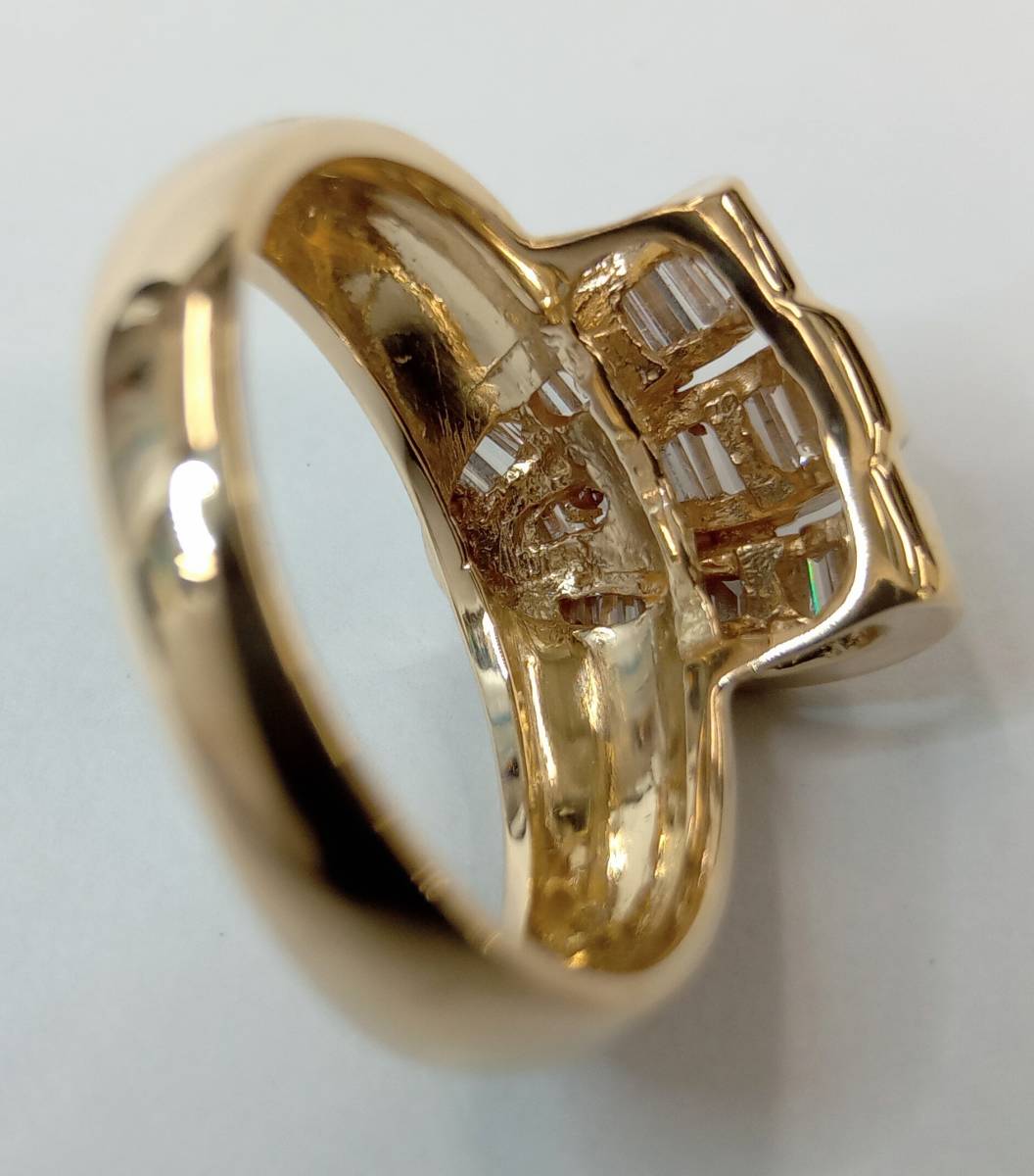 K18 18金 ゴールド リング 10号 6.1g ダイヤ0.45ct メレダイヤ 指輪