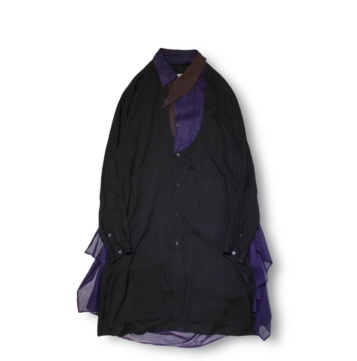 トレフォイル yohji yamamoto pour homme 19ss 胸あき帯付きシャツ