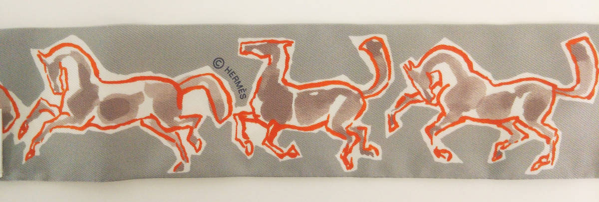 極美品 HERMES ツイリー 自由の馬 レッド系 赤系-