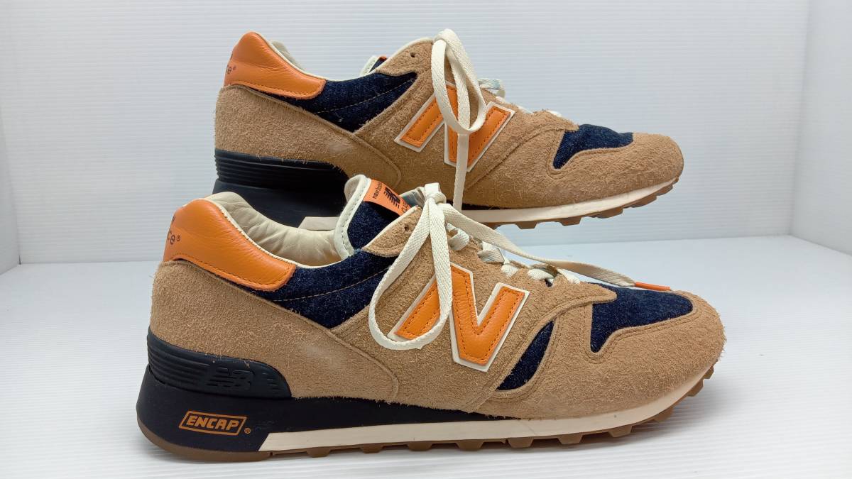 ★ new balance ニューバランス リーバイスコラボ スニーカー M1300LV 箱付き USA12(30cm) デニム×オレンジ×ベージュ 通年_画像5