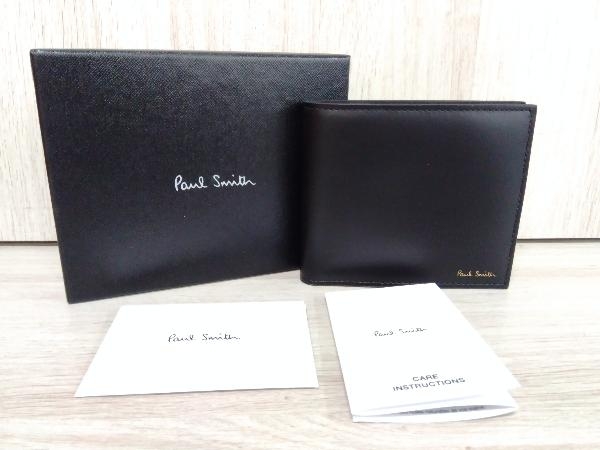【美品 箱あり】Paul Smith ポールスミス 二つ折り財布 札入れのみ カード8枚収納可能ブラック PAUL SMITH 車