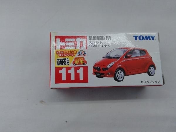 トミカ No.111 スバル R1 赤箱 ロゴ青字 中国製_画像1