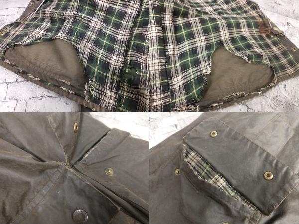 95年製 BARBOUR バブアー バーブァー MOORLAND ムーアランド オイルドジャケット イギリス製 C42/107CM ブラウン系 店舗受取可_内側に破れあり、ポケット周り破れあり