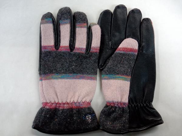 Vivienne Westwood ヴィヴィアンウエストウッド 手袋 毛 ピンク×グレー×ブラック 24cm_画像6