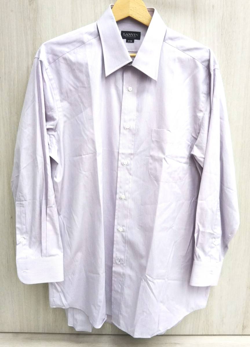 LANVIN 未使用 黒 日本製 ハリ感ある綿100% メンズシャツ