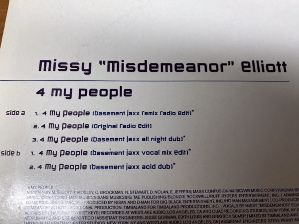 NO 9-2200 ◆ 12インチ ◆ Missy Misdemeanor Elliott ◆ 4 My People_画像2