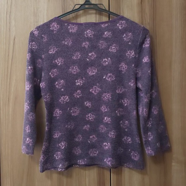 aiai カットソー M 七分袖 パープル 紫 花柄 日本製 セーター