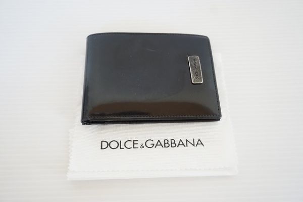 【即決】DOLCE&GABBANA ドルチェ＆ガッバーナ 二つ折り財布 札入れ ウォレット 黒 イタリー製【768718】