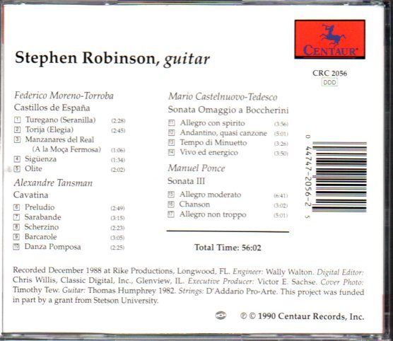 ステファン・ロビンソン/Stephen Robinson「Tedesco,Torroba,Ponce,Tansman」クラシックギター