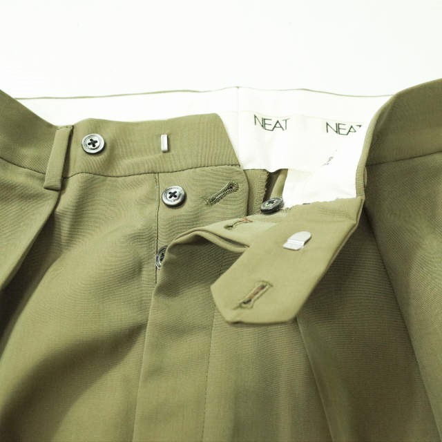 NEAT ニート 21SS 日本製 MAX CANVAS WIDE TAPERED 2タックワイドスラックス 48 KHAKI パンツ テーパード ボトムス mc68249_画像4