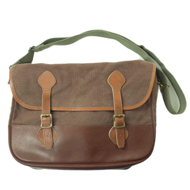 ARTS&CRAFTSa-tsu and k rough tsuCAMVAS LEATHER FLAP SHOULDER BAG canvas leather combination flap shoulder bag Brown g7587