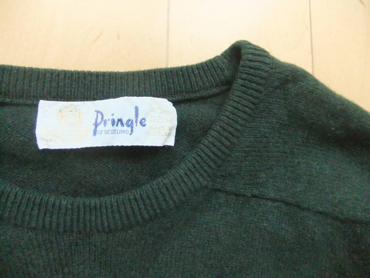 プリングル セーター スコットランド製 濃緑 MADE IN SCOTLAND PRINGLE SWEATER GREEN サイズ 40/102_画像2