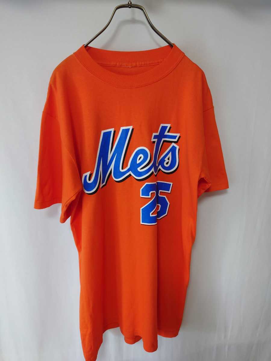 MLB メジャーリーグ ニューヨークメッツ 松井稼頭央 25 Tシャツ 半袖 オレンジ メンズ 野球 スポーツ 古着