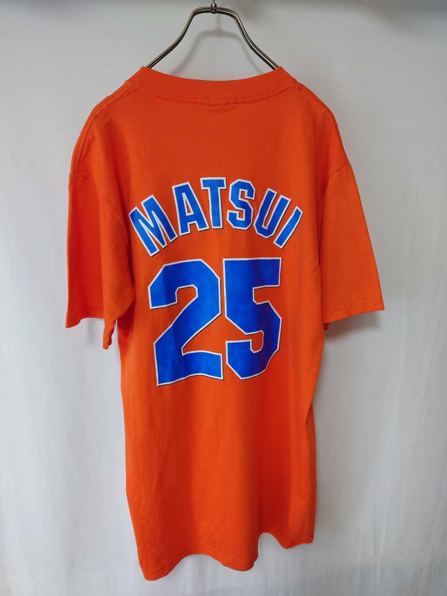 MLB メジャーリーグ ニューヨークメッツ 松井稼頭央 25 Tシャツ 半袖 オレンジ メンズ 野球 スポーツ 古着