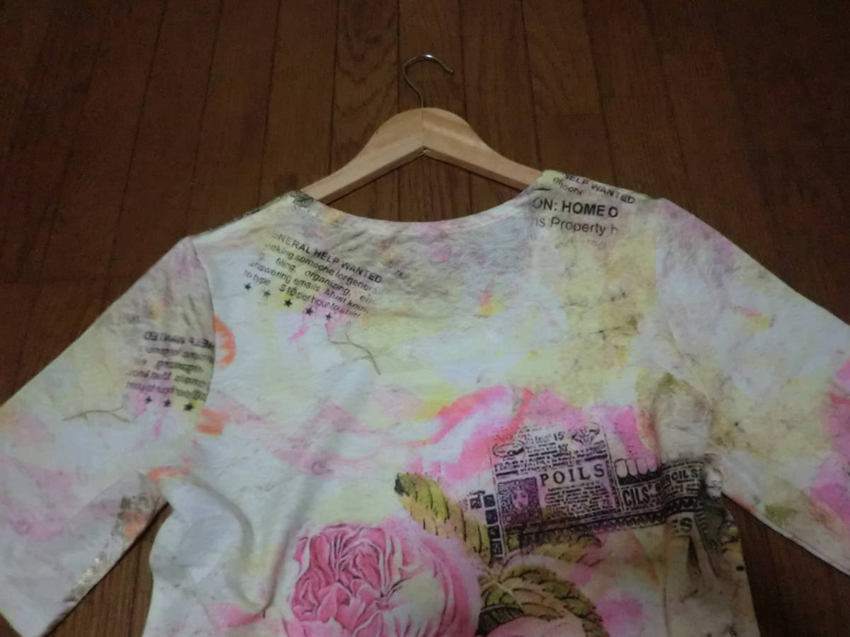 Linea Monica リネアモニカ Tシャツ カットソー 綺麗色 スパンコール装飾 ピンク系 レディース トップス size:M_画像4