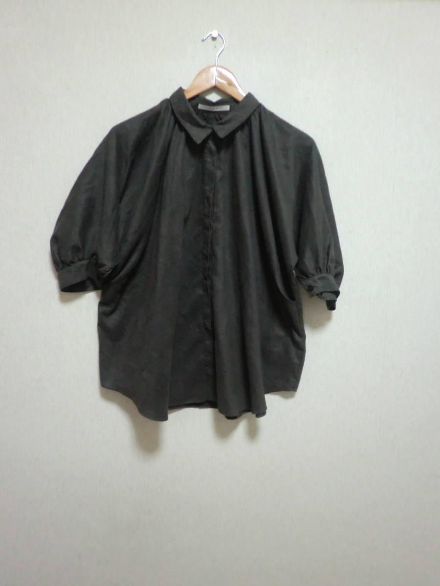  beautiful goods Kei Be efKBF Urban Research 7 minute sleeve shirt blouse feather woven soft material lady's tops brown group size:One